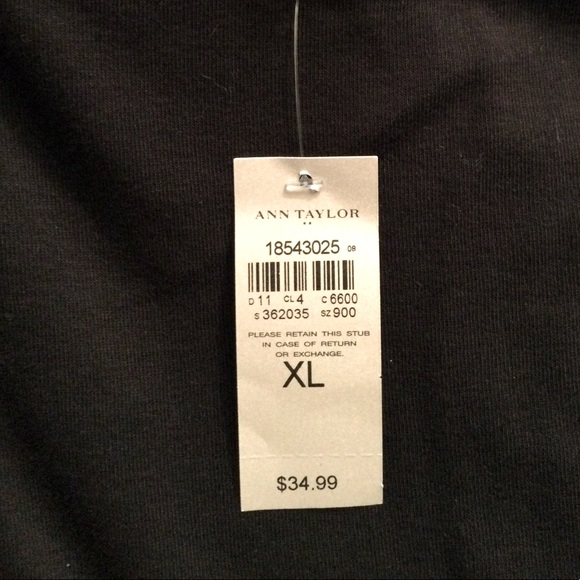 AnnTaylor Black lightweight rib knit, 100% cotton stretch. XL, L26”, 3/4 sleeves - Picture 2 of 4